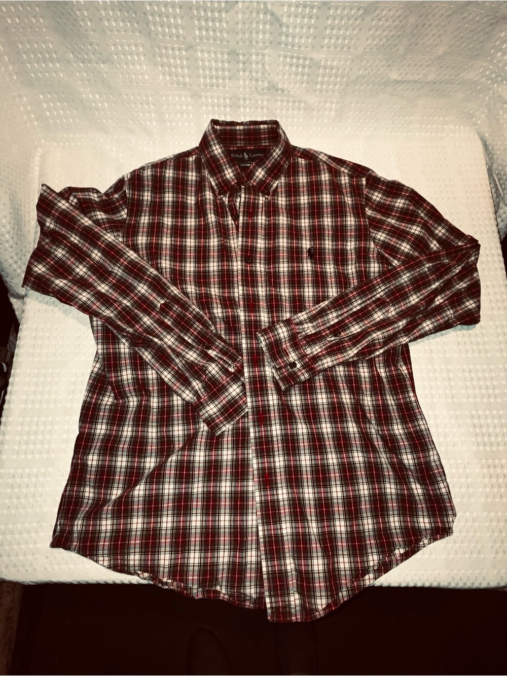 Ralph Lauren Men’s Medium Custom Fit Plaid Long Sleeve Button Down Shirt Pony